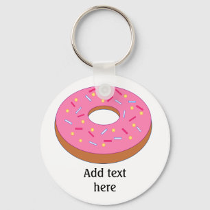 Ring Doughnut with Pink Frosting Customizable Key Ring