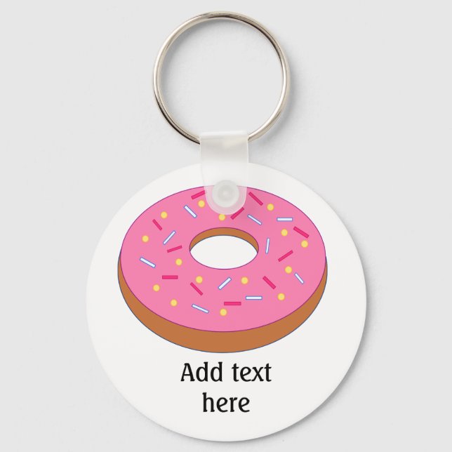 Ring Doughnut with Pink Frosting Customizable Key Ring (Front)