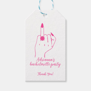 Ring Finger Trendy Pink Bachelorette Thank You Gift Tags