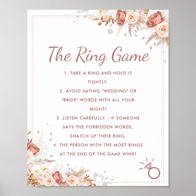 Ring Game Fall Floral Bridal Shower Sign (Front)