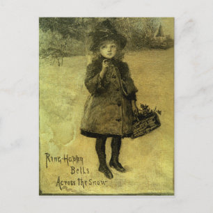 Ring Happy Bells Accross the Snow Victorian Postcard