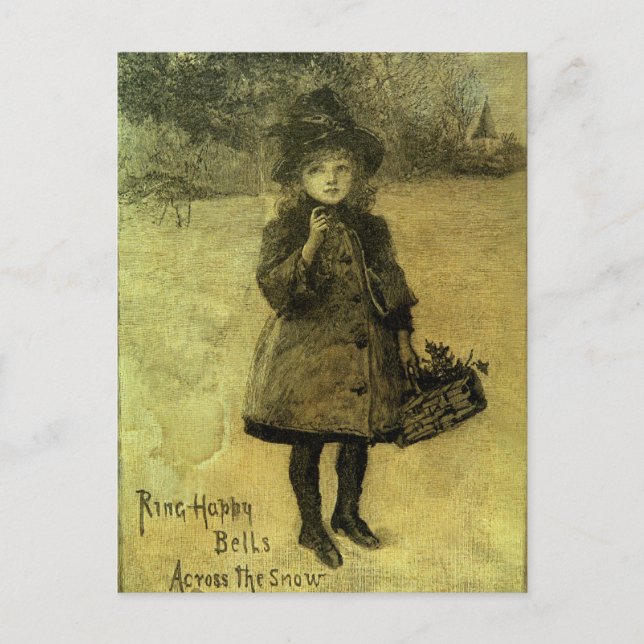 Ring Happy Bells Across the Snow Holiday Postcard (Front)