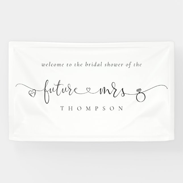 Ring Heart Future Mrs Any Colour Bridal Shower Banner (Horizontal)