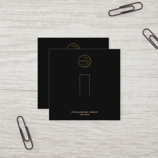 Ring Holder Display Add Your Logo Black Square Business Card (Front/Back In Situ)