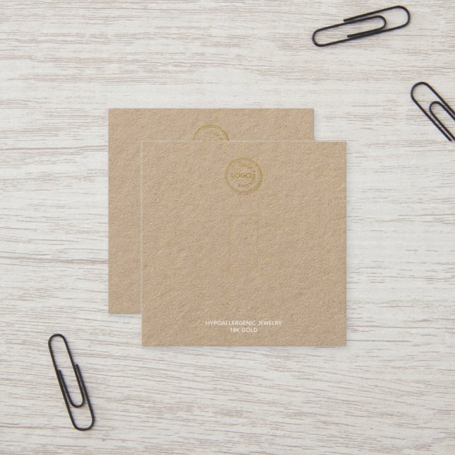 Ring Holder Display Add Your Logo Kraft Square Business Card (Front/Back In Situ)