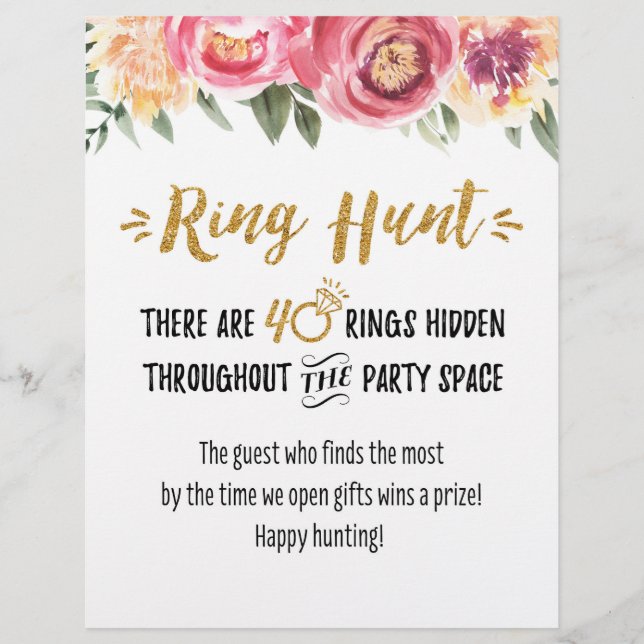 Ring Hunt Bridal Game Sign (Front)