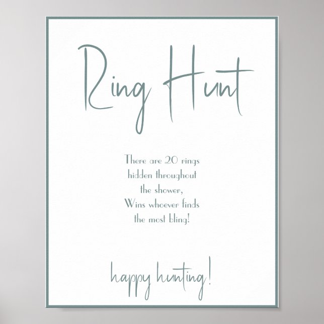 Ring Hunt Bridal Shower Game Sign (Front)