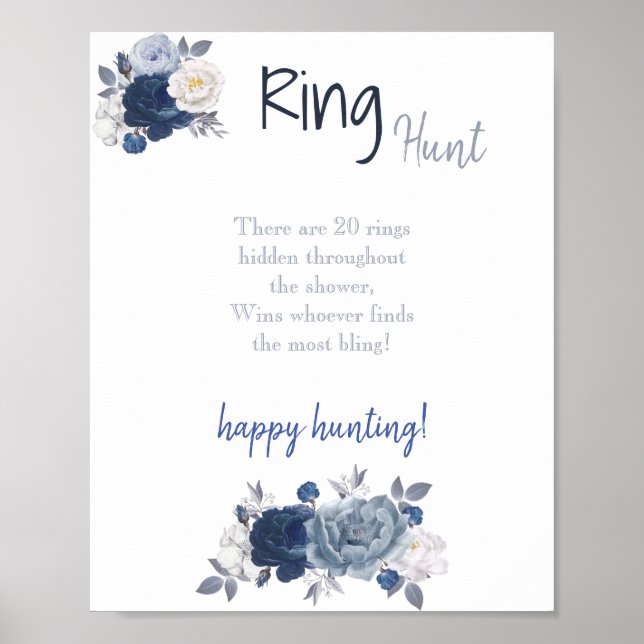Ring Hunt Bridal Shower Game Sign (Front)