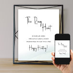 Ring Hunt Bridal Shower Game Soft Green Wash Poste Poster<br><div class="desc">Ring Hunt bridal shower game sign. "The Ring Hunt" stands out in hand lettered calligraphy with casual elegance. Chic minimalist design with black and white typography on a white background finished, with a gentle watercolor wash and soft green color palette on the reverse. Simple modern and elegant design to co-ordinate...</div>