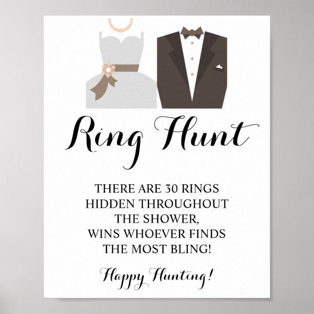 Ring Hunt Bride & Groom Bridal Shower Game Sign (Front)