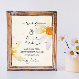 Ring hunt daisy bridal shower game sign