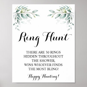 Ring Hunt Eucaliptus Bridal Shower Game Sign