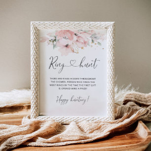 Ring hunt Floral blush pink gold bridal game Poster