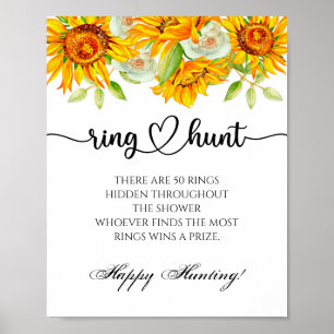 Ring hunt game bridal shower floral wedding poster