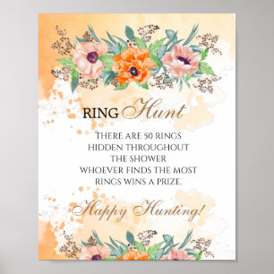 Ring hunt game bridal shower floral wedding poster