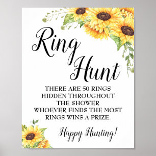 Ring hunt game Bridal shower sunflowers sign