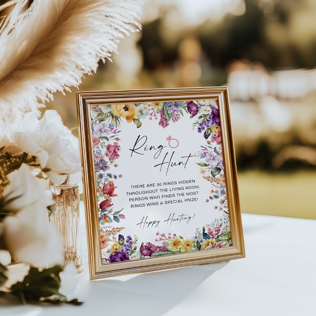 Ring Hunt Game Floral Bridal Shower Poster Sign (Creator Uploaded)