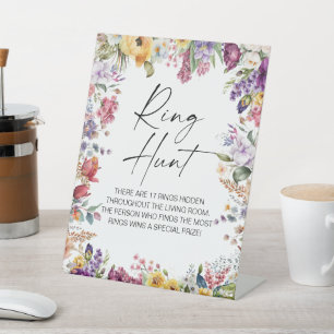 Ring Hunt Garden Flowers Bridal Shower Pedestal Sign