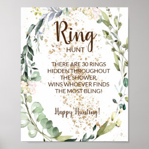 Ring Hunt Herbal Bridal Shower Game Sign