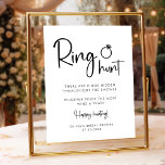 Ring Hunt Minimalist Modern Script Sign<br><div class="desc">Add a playful element to your bridal shower with our "Ring Hunt Minimalist Modern Script Sign." This black and white, minimalist bridal shower sign is perfect for the Ring Hunt game, featuring a handwritten script for a touch of elegance. Customise this sign to match your unique style and make your...</div>