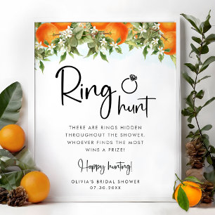 Ring Hunt Orange Bridal Shower Game Card Poster