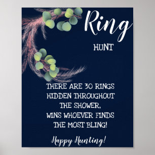 Ring Hunt Pampas Grass Bridal Shower Game Poster