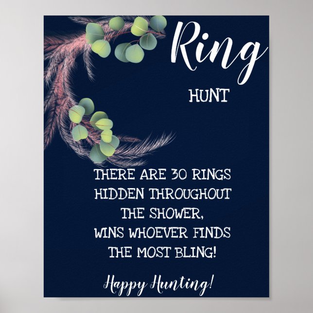 Ring Hunt Pampas Grass Bridal Shower Game Poster (Front)