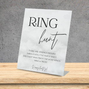 Ring Hunt She's on Cloud 9 Bridal Shower Pedestal Sign