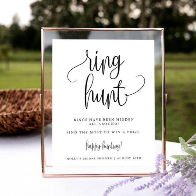 Ring Hunt Shower Game, Minimalist Calligraphy Poster (Creator Uploaded)