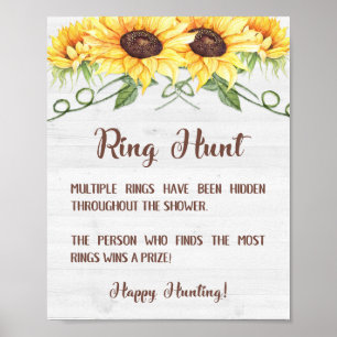 RING HUNT Sunflower Bridal Shower Game Sign