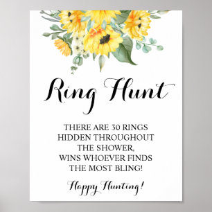 Ring Hunt Sunflowers Bridal Shower Game Sign