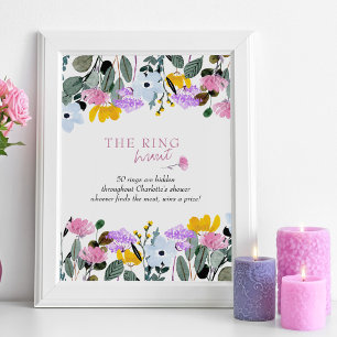 Ring Hunt Wildflower Lawn Bridal Shower Game Poster
