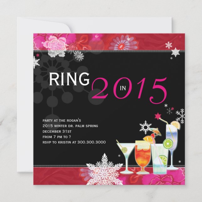 Ring in 2015 Glamourous New Year's Eve Party Invitation (Front)
