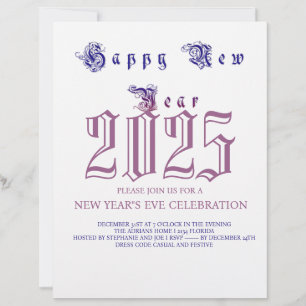 Ring in 2025: New Year's Eve Celebration Card