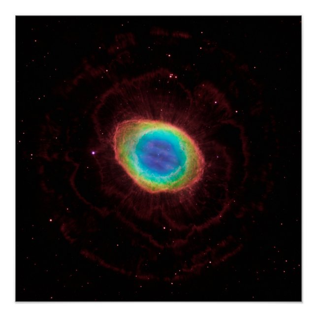 Ring Nebula or NGC 6720 True Shape Poster (Front)