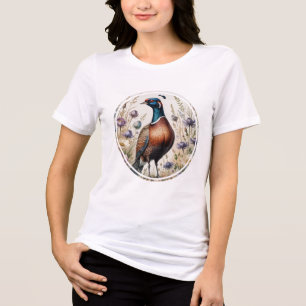 Ring-necked Pheasant And American Pasque Flower Tri-Blend Shirt