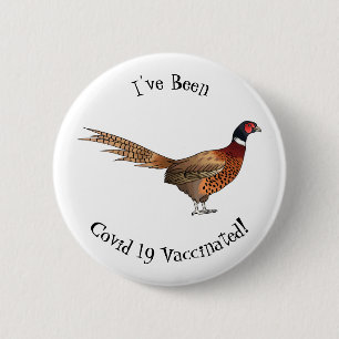 Ring-necked pheasant bird cartoon illustration 6 cm round badge