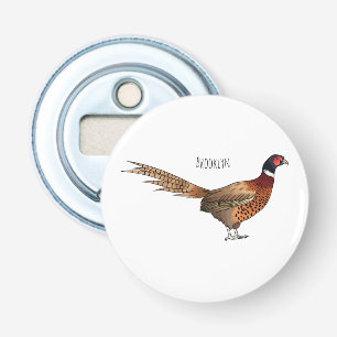 Ring-necked pheasant bird cartoon illustration bottle opener
