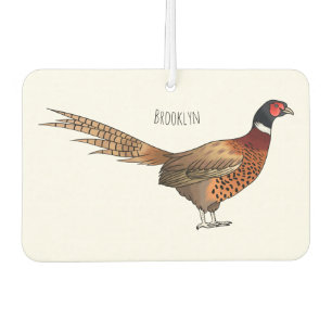Ring-necked pheasant bird cartoon illustration car air freshener