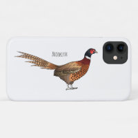 Ring-necked pheasant bird cartoon illustration
