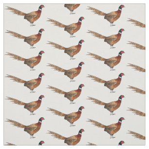 Ring-necked pheasant bird cartoon illustration fabric