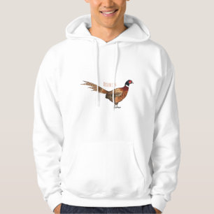 Ring-necked pheasant bird cartoon illustration hoodie