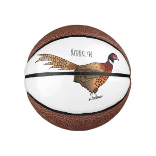 Ring-necked pheasant bird cartoon illustration  mini basketball