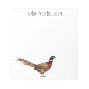 Ring-necked pheasant bird cartoon illustration notepad