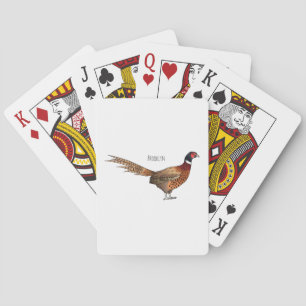 Ring-necked pheasant bird cartoon illustration playing cards