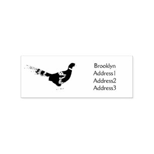 Ring-necked pheasant bird cartoon illustration rubber stamp