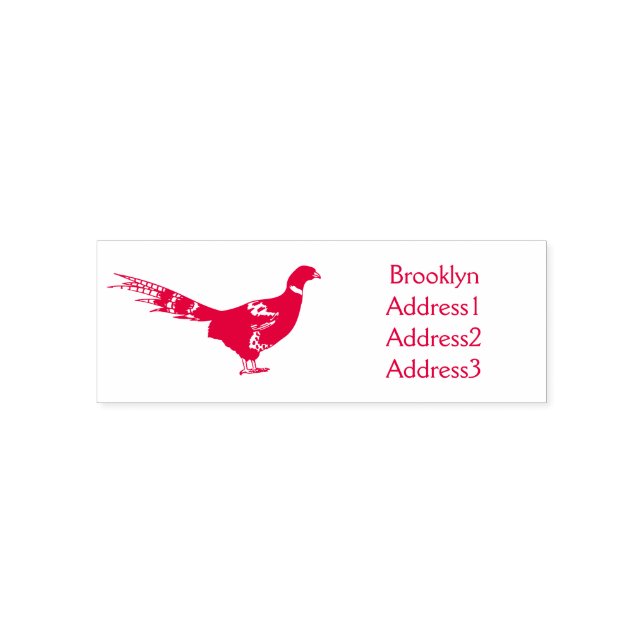 Ring-necked pheasant bird cartoon illustration  self-inking stamp (Design)