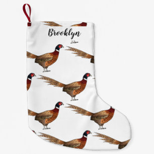 Ring-necked pheasant bird cartoon illustration  small christmas stocking