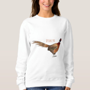 Ring-necked pheasant bird cartoon illustration sweatshirt