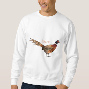 Ring-necked pheasant bird cartoon illustration sweatshirt